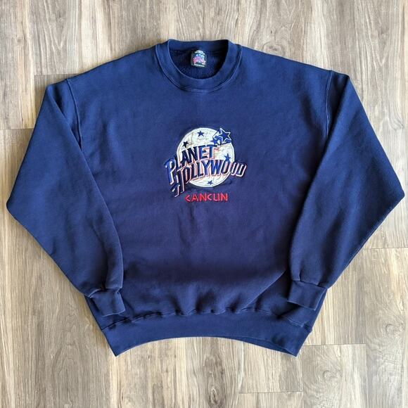 Vintage Other - Vintage Planet Hollywood Sweatshirt Mens Size XL Crewneck Embroidered Blue 1990s